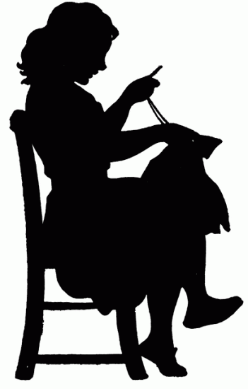 silhouette of woman embroidering