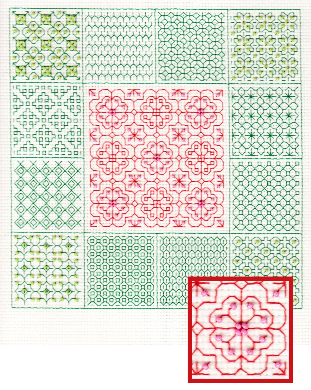 Beaded BW Sampler with inset