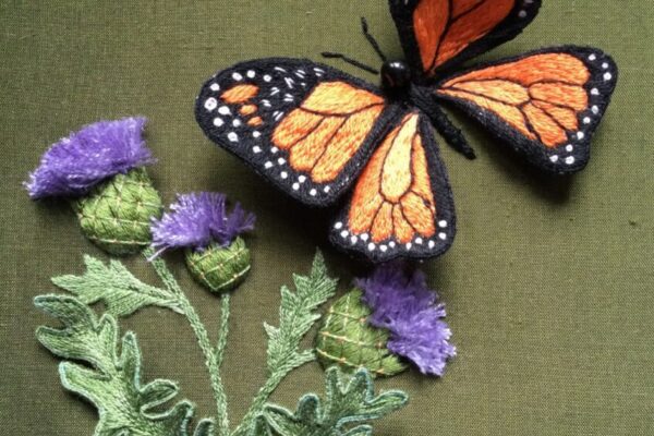 Butterfly by Mavis Brown - thistle design by Wendy Innes